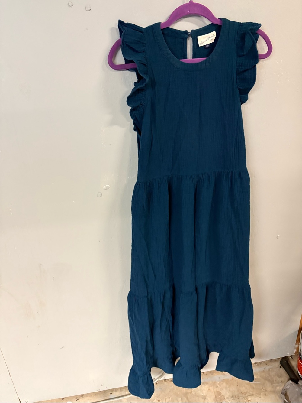 Women’s Ruffle Sleeve Maxi Dress - Deep Blue